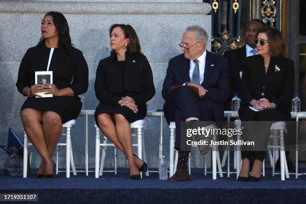 San Francisco Mayor London Breed, U.S. Vice President Kamala Harris, Senate Majority Leader Chuck Schumer and Rep. Nancy Pelosi attend a memorial...