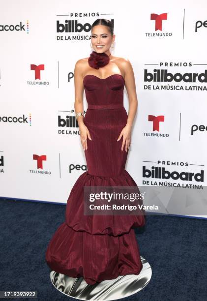 Andrea Meza attends the 2023 Billboard Latin Music Awards at Watsco Center on October 05, 2023 in Coral Gables, Florida.