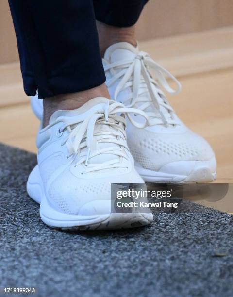 Catherine, Princess of Wales, shoe detail, during a Rugby League Inclusivity Day at Allam Sports Centre on October 05, 2023 in Hull, England. The...