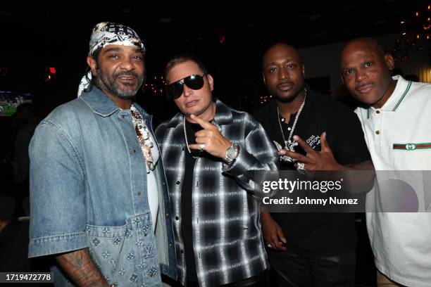 Jim Jones, Scott Storch, Freekey Zekey, and Derek Jackson attend a Scott Storch dinner on October 03, 2023 in Atlanta, Georgia.