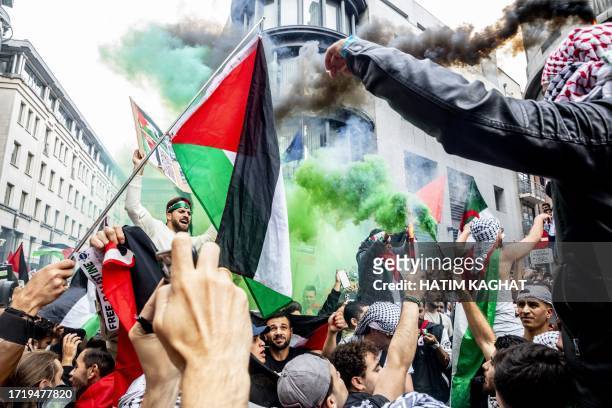 Illustration picture shows a demonstration called by the Belgo-Palestinian Association and others in favor of an immediate ceasefire between Israel...
