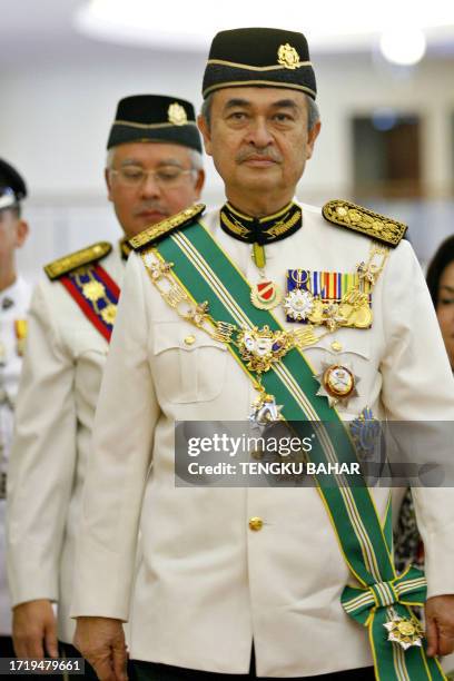 Malaysian Prime Minister Abdullah Ahmad Badawi and Malaysian Deputy Prime Minister Najib Razak walk towards the People's Hall for a parliamentary...