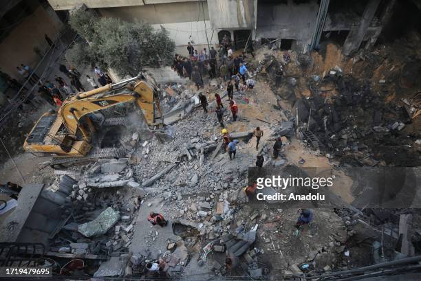 House of the family members of Anadolu Agency photojournalist Ali Jadallah , is demolished after the Israeli airstrike hits Sheikh Radwan district of...