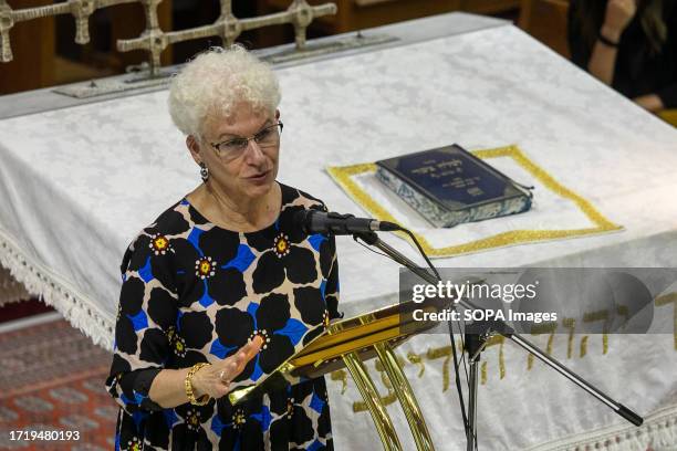 The Israeli ambassador to Spain, Rodica Radian-Gordon speaks during the celebration of a solemn act in memory of the victims of the terrorist attacks...