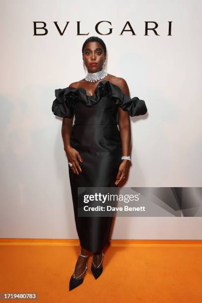 Lashana Lynch attends the Bulgari High Jewellery Gala at the Bulgari Hotel on October 11, 2023 in London, England.