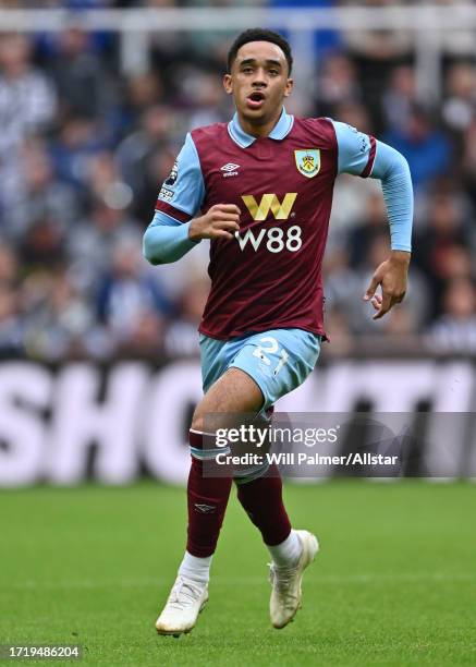 Aaron Ramsey of Burnley running during the Premier League match between Newcastle United and Burnley FC at St. James' Park on September 30, 2023 in...