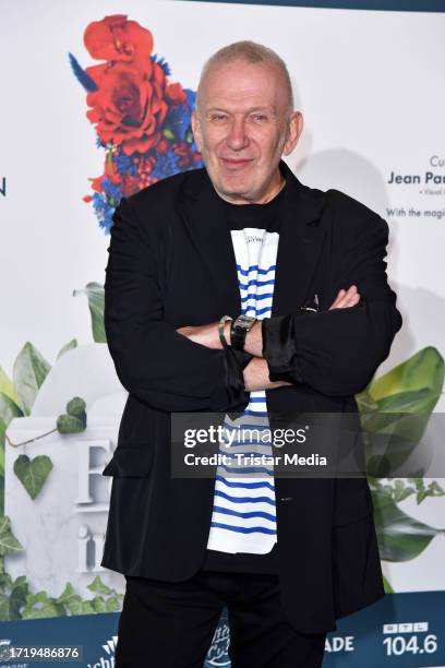 French fashion designer Jean Paul Gaultier attends the "Falling in love" grand show premiere at Friedrichstadt-Palast on October 11, 2023 in Berlin,...