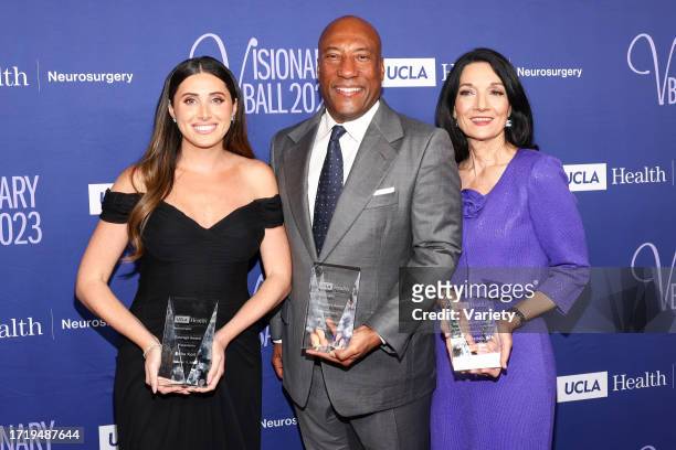 Honorees Erika Kort, Byron Allen and Johnese Spisso at the The UCLA Department of Neurosurgery Visionary Ball Honoring Byron Allen, Johnese Spisso,...