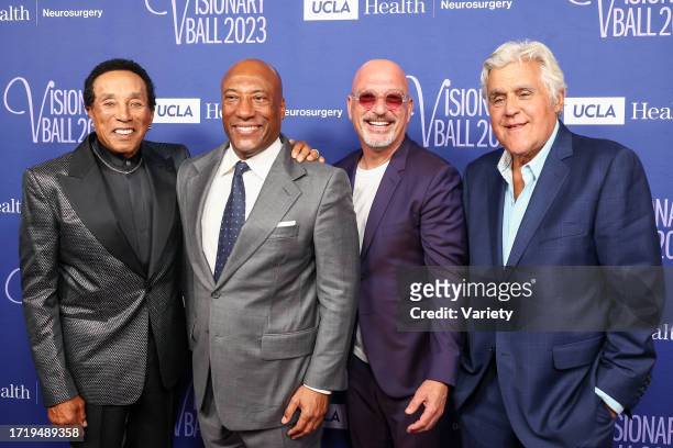 Smokey Robinson, Byron Allen, Howie Mandel and Jay Leno at the The UCLA Department of Neurosurgery Visionary Ball Honoring Byron Allen, Johnese...