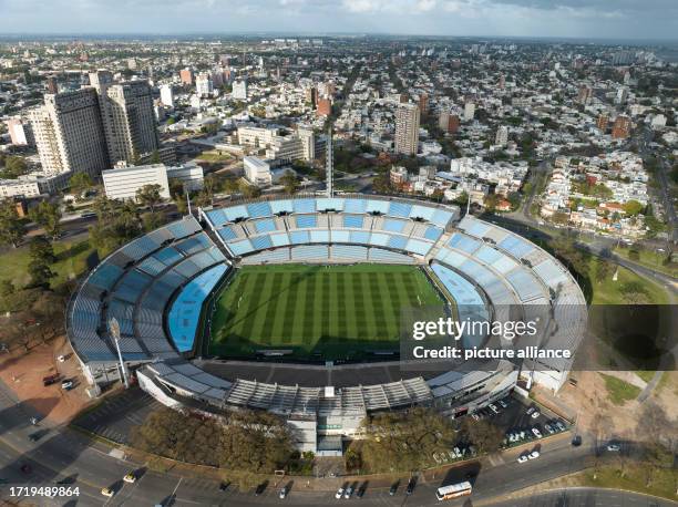 October 2023, Uruguay, Montevideo: Aerial view of the Centenario Stadium. The opening match of the 2030 FIFA World Cup will take place at Centenario...