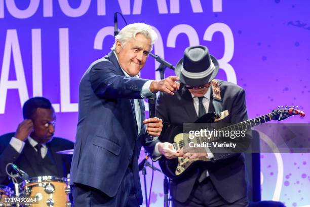 Jay Leno speaks onstage at the The UCLA Department of Neurosurgery Visionary Ball Honoring Byron Allen, Johnese Spisso, MPA and Erika Kort at The...