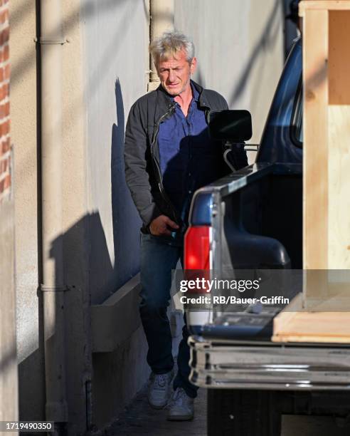 Sean Penn is seen at "Jimmy Kimmel Live" on October 11, 2023 in Los Angeles, California.