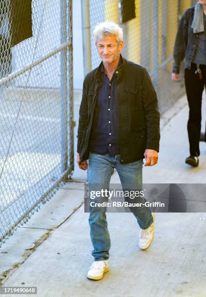 Sean Penn is seen at "Jimmy Kimmel Live" on October 11, 2023 in Los Angeles, California.