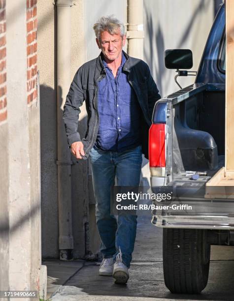 Sean Penn is seen at "Jimmy Kimmel Live" on October 11, 2023 in Los Angeles, California.