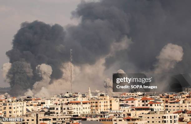 Smoke rises following the Israeli counter-strikes in Gaza City. On Oct 7, the Palestinian militant group Hamas launched a surprise attack in Israel....