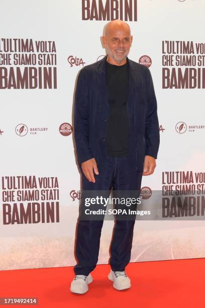 Riccardo Milani attends The red carpet of the movie, La prima volta che siamo stati bambini premiere at The Space Cinema Moderno.