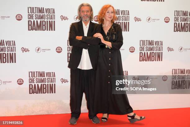 Roberto Pischiutta, well known as Pivio and Carmen Giardina attend the red carpet of the movie La prima volta che siamo stati bambini premiere at The...
