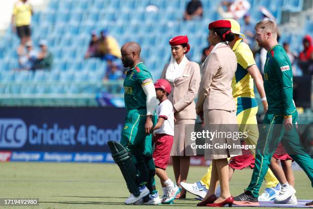 Temba Bavuma of South Africa during the ICC Men's Cricket World Cup 2023 match between Australia and South Africa at BRSABVE Cricket Stadium on...