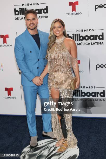 Daniel Arenas and Daniela Alvarez attend the 2023 Billboard Latin Music Awards at Watsco Center on October 05, 2023 in Coral Gables, Florida.