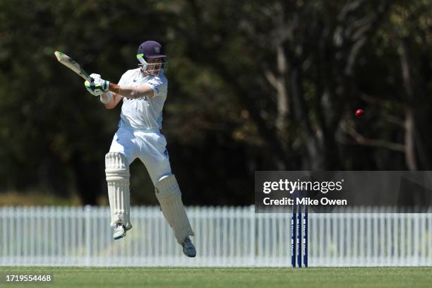 Daniel Hughes of New South Wales plays a shot during the Sheffield Shield match between New South Wales and Queensland at Cricket Central, on October...