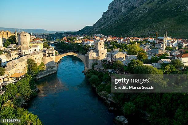 The sun illuminates the Old Bridge as the city of Mostar remembers the 1993 conflict on June 28, 2013 in Mostar, Bosnia and Herzegovina. The Siege of...