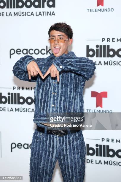 Yng Lvcas attends the 2023 Billboard Latin Music Awards at Watsco Center on October 05, 2023 in Coral Gables, Florida.