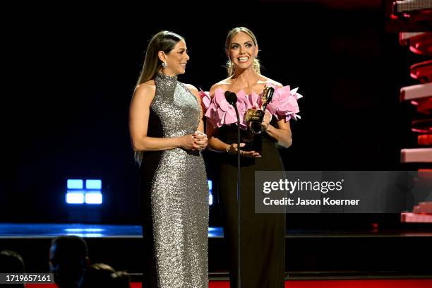 Lourdes Stephen and Jessica Carrillo onstage during the 2023 Billboard Latin Music Awards at Watsco Center on October 05, 2023 in Coral Gables,...