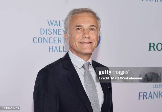 Christoph Waltz attends The Los Angeles Philharmonic's 20th Anniversary Gala honoring Frank Gehry at Walt Disney Concert Hall on October 05, 2023 in...