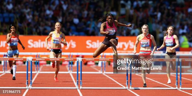 Perri Shakes-Drayton of Great Britain wins the womens 400m Hurdles during the Sainsbury's Grand Prix Birmingham IAAF Diamond League at Alexander...