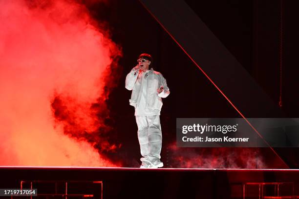 Peso Pluma performs onstage during the 2023 Billboard Latin Music Awards at Watsco Center on October 05, 2023 in Coral Gables, Florida.