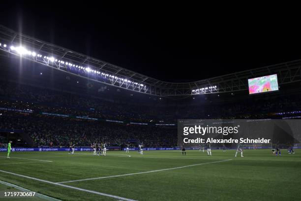 General view of the stadium during the Copa CONMEBOL Libertadores 2023 semi-final second leg match between Palmeiras and Boca Juniors at Allianz...