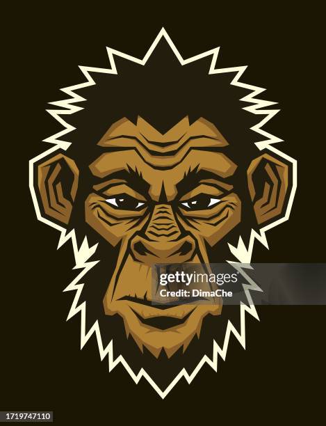 monkey head. gorilla, ape, monkey head character mascot - gorilla face stock illustrations