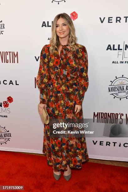 Emily VanCamp attends the Los Angeles Special Screening of "Miranda's Victim" at Regency Bruin Theatre on October 05, 2023 in Los Angeles, California.