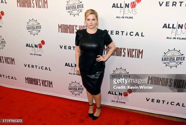 Abigail Breslin attends the Los Angeles Special Screening of "Miranda's Victim" at Regency Bruin Theatre on October 05, 2023 in Los Angeles,...