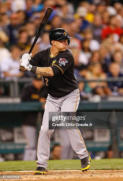 Brandon Inge of the Pittsburgh Pirates bats against the Seattle Mariners at Safeco Field on June 25, 2013 in Seattle, Washington.