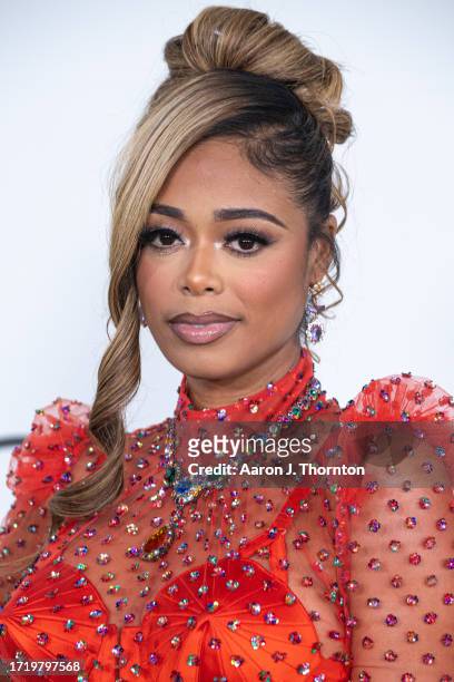 Lady London arrives to the BET Hip Hop Awards at Cobb Energy Performing Arts Center on October 03, 2023 in Atlanta, Georgia.