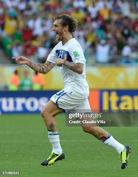 Alessandro Diamanti of Italy celebrates scoring his team's second goal during the FIFA Confederations Cup Brazil 2013 3rd Place match between Uruguay...