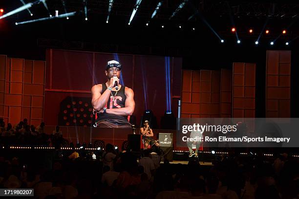 Dwyane Wade of the Miami Heat attends the NBA Championship victory rally at the AmericanAirlines Arena on June 24, 2013 in Miami, Florida. The Miami...