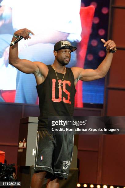 Dwyane Wade of the Miami Heat attends the NBA Championship victory rally at the AmericanAirlines Arena on June 24, 2013 in Miami, Florida. The Miami...