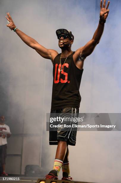 Dwyane Wade of the Miami Heat attends the NBA Championship victory rally at the AmericanAirlines Arena on June 24, 2013 in Miami, Florida. The Miami...