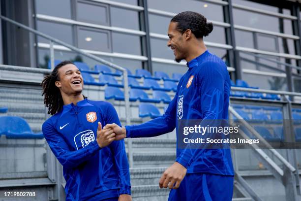 Nathan Ake of Holland Virgil van Dijk of Holland during the Training MenTraining Holland at the KNVB Campus on October 12, 2023 in Zeist