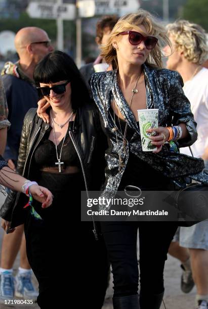 Kate Moss attends day 3 of the 2013 Glastonbury Festival at Worthy Farm on June 29, 2013 in Glastonbury, England.