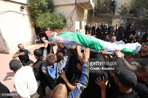 Bodies of Moaz Raed Odeh, Hassan Muhannad Abu Srour, Musab Abdel Halim Abu Rida and Ubadah Saed Abu Srour, who were killed when Israeli soldiers...