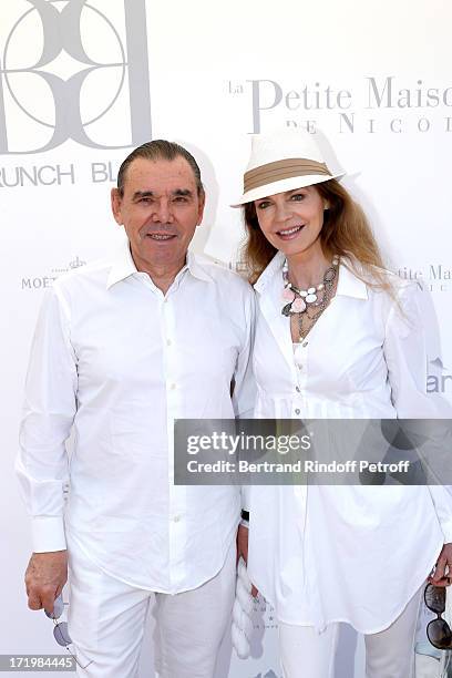 Actress Cyrielle Clair and companion Michel Corbiere attend 'Brunch Blanc' hosted by Groupe Barriere for Sodexho with a cruise in Paris on June 30...