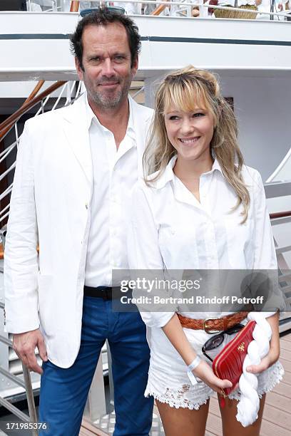 Christian Vadim and his wife Julia Livage attend 'Brunch Blanc' hosted by Groupe Barriere for Sodexho with a cruise in Paris on June 30 France.