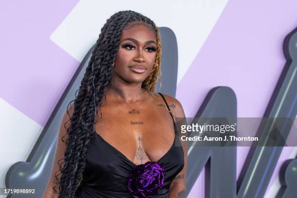 Kaliii arrives to the BET Hip Hop Awards at Cobb Energy Performing Arts Center on October 03, 2023 in Atlanta, Georgia.