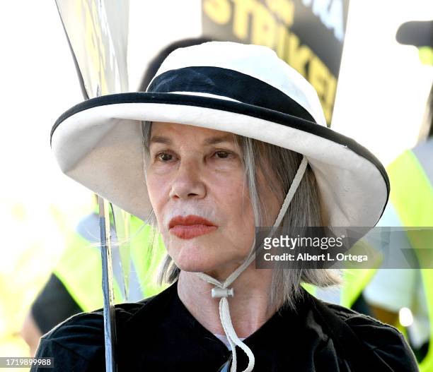 Barbara Hershey walks the picket line as the SAG-AFTRA strike continues at Sony Studios on October 05, 2023 in Culver City, California. The WGA has...