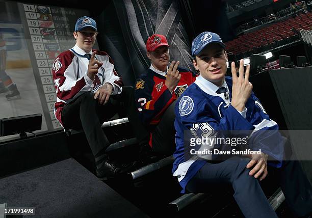Nathan MacKinnon selected first overall by the Colorado Avalanche, Aleksander Barkov selected second overall by the Florida Panthers and Jonathan...