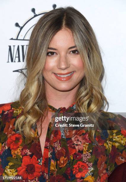 Emily VanCamp arrives at the Los Angeles Special Screening Of "Miranda's Victim" at Regency Bruin Theatre on October 05, 2023 in Los Angeles,...