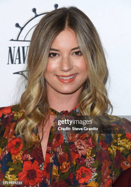 Emily VanCamp arrives at the Los Angeles Special Screening Of "Miranda's Victim" at Regency Bruin Theatre on October 05, 2023 in Los Angeles,...